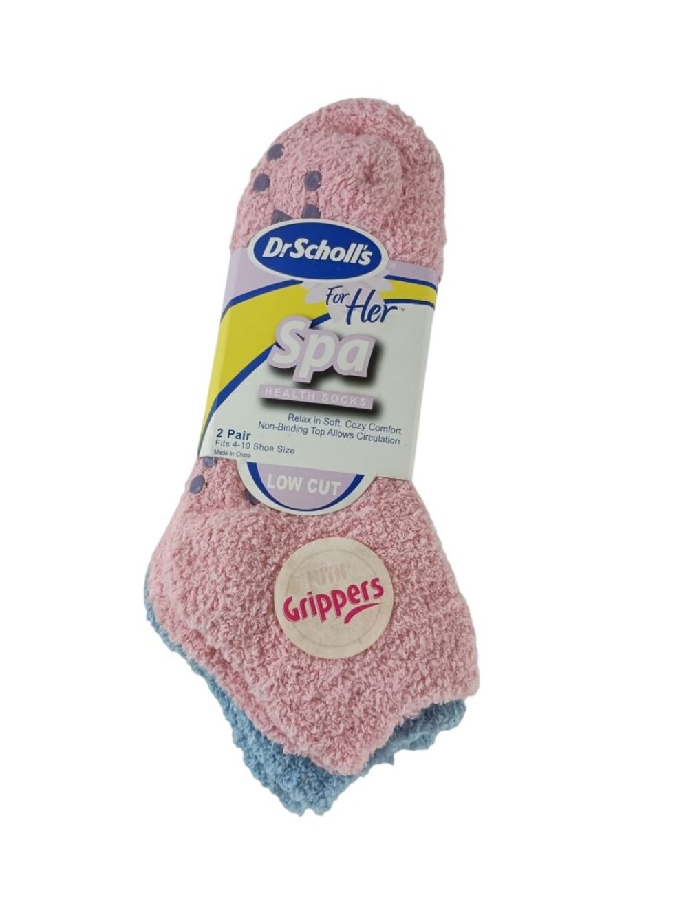 Dr Scholl's Women's Spa Health Grippers Socks 2 Pair Fits 4-10 Shoe Size New